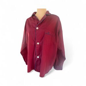 Oscar-de-la-renta Men's Burgundy and Blue Pajama Size Large Long Sleeve